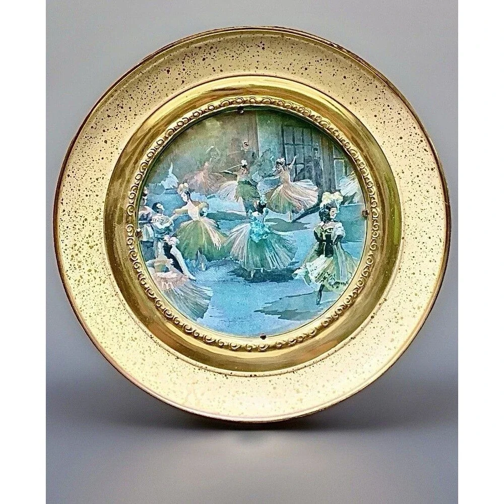 Vintage Peerage England Brass Ballet Wall Hangings Plaque Pair Coquette Decor